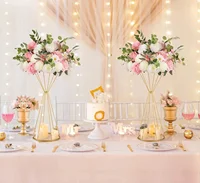 etallic Gold Flower Stand，Rustproof Centerpiece for Wedding Table, Christmas Party Decor with Metal Base, Floral Vase Holder 2