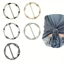 Set of 5 Stylish Metal Circular Clip Brooches for Versatile Clothing Accessorizing (5pcs)