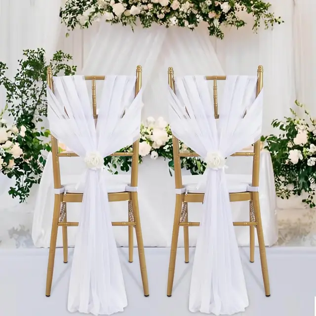 10/50PCS 17X250cm White Chair Sashes Covers Chair Drapes Soft for Wedding Party Ceremony with Hotel Banquet Luxury Decoration