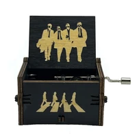 Creative Wooden Hand cranked Music Box Black Series Music Octave Box Movement Wooden Octave Box Music Box 2