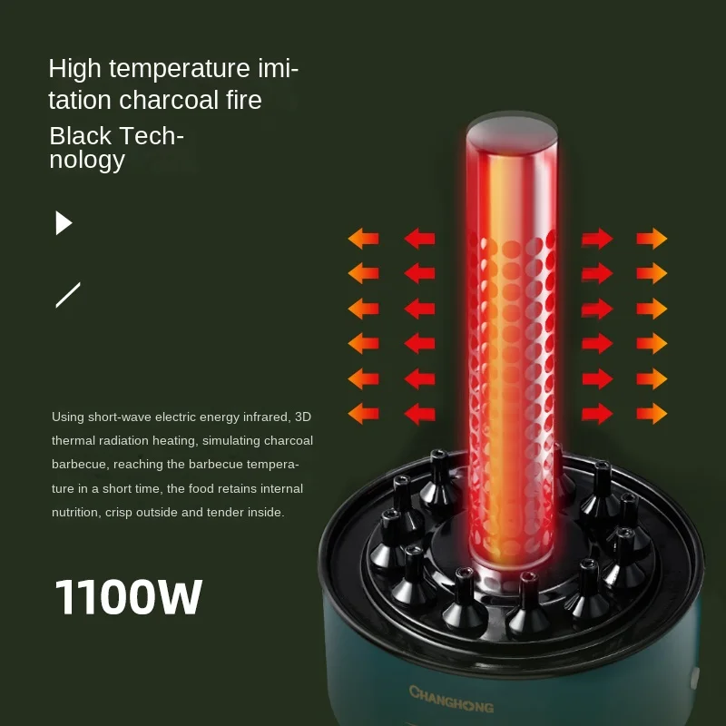 220V Changhong Smokeless Electric Grill with Auto Rotation and Skewers for Grilling at Home 4