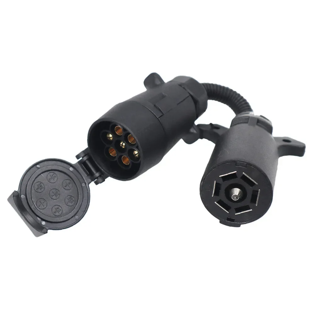 7 Blade RV To 7 Pin Trailer Connector Towbar Towing Plug Adapter Durable Waterproof RV Plugs Socket Adapter Protects Accessories
