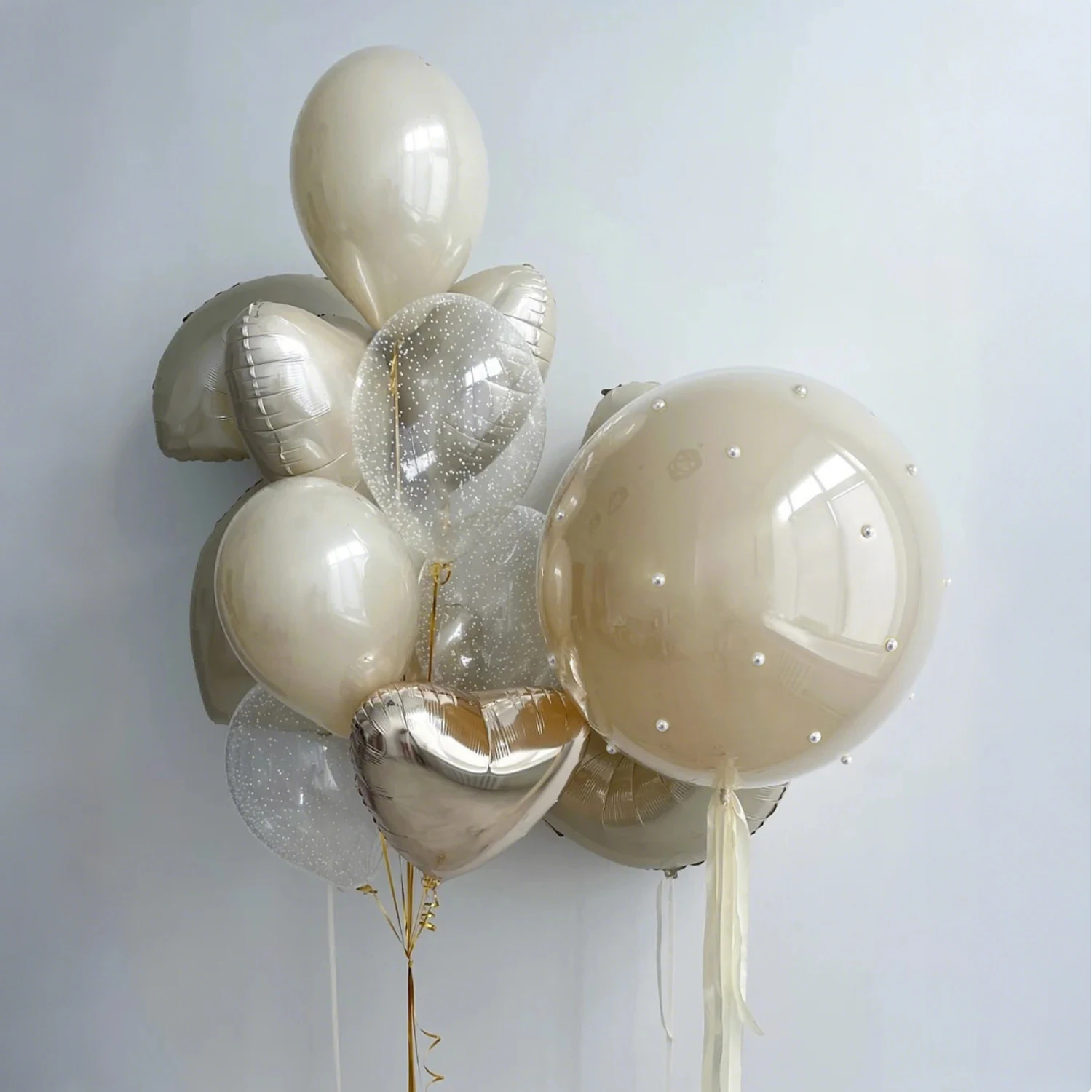Sand white latex party balloon set heart-shaped aluminum foil balloons Mother's Day birthday wedding season shower decoration