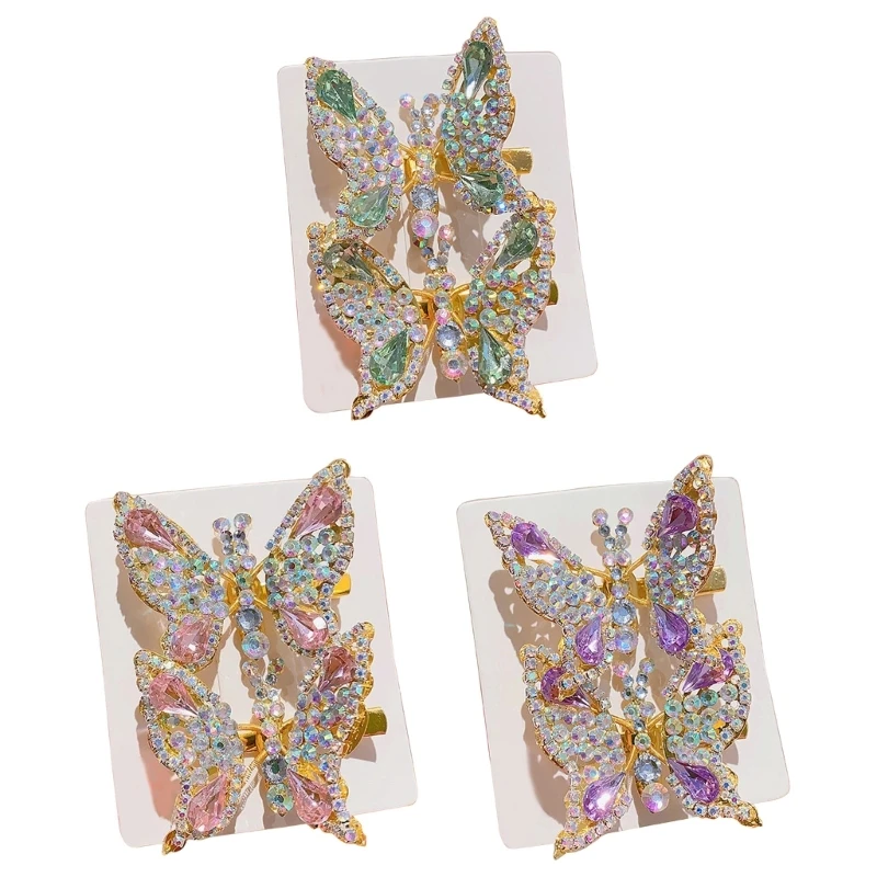 

Movable Butterfly Hairpin Shining Rhinestones Three-dimensional Hair Clip