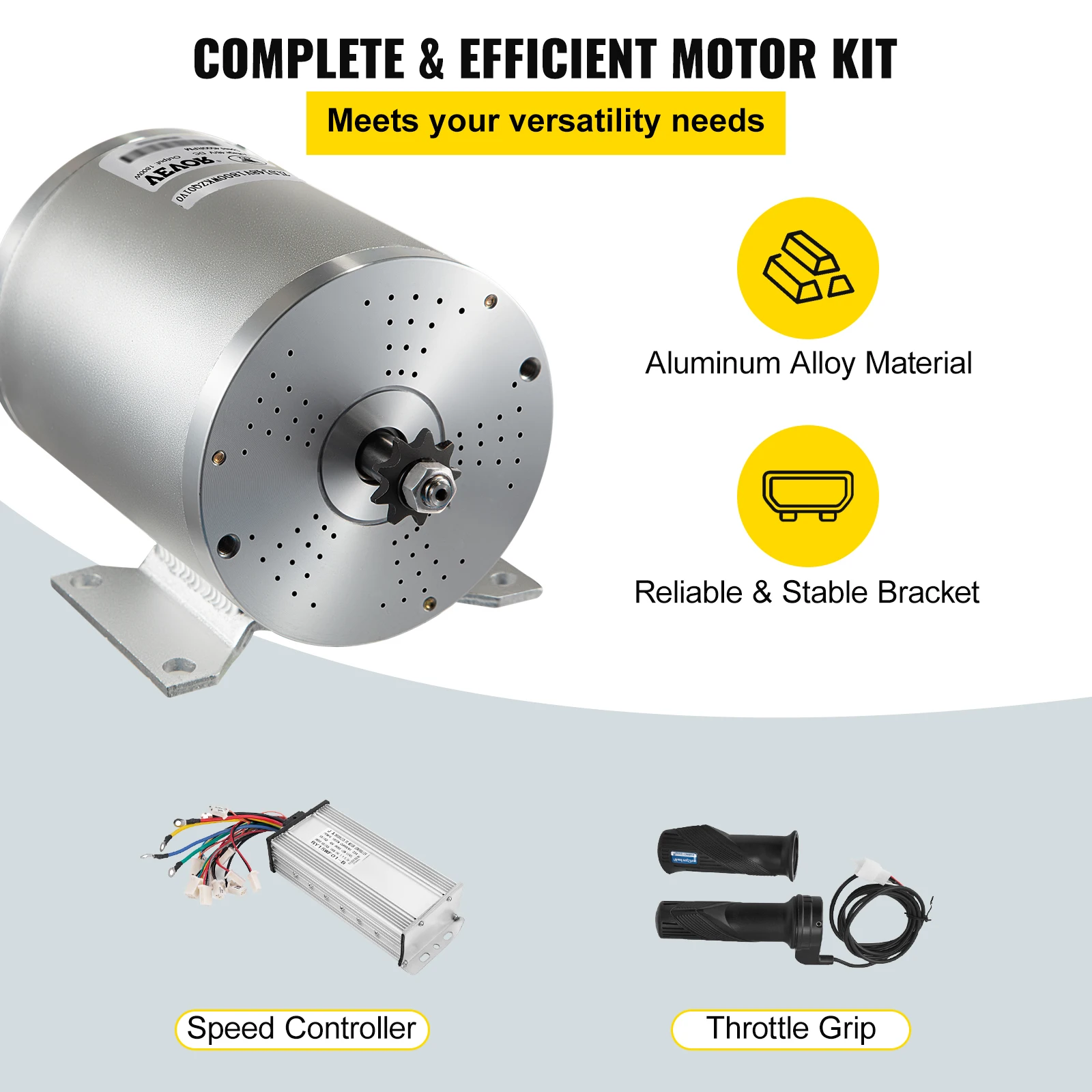 VEVOR Brushless Electric DC Motor With Controller 48V 72V 1800W 2000W 3000W High Speed Low Noise for E-Scooters Go-Karts E-Bike