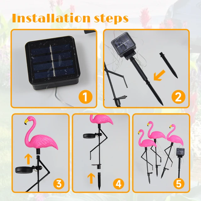 Solar Flamingo Light LED Outdoor Courtyard Lamp Garden Light Waterproof Stake Light Pathway Decor Solar Patio Ground Lantern 6
