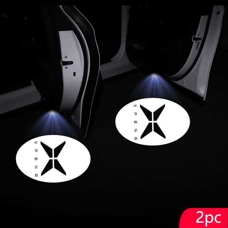 2개 자동차 도어 웰컴 라이트 로고 엠블럼 (Xpeng P7 G3 G3i G9 P5 X2 N5 F30 H93 베타 2019 2020 2021 차량용 실내 액세서리)