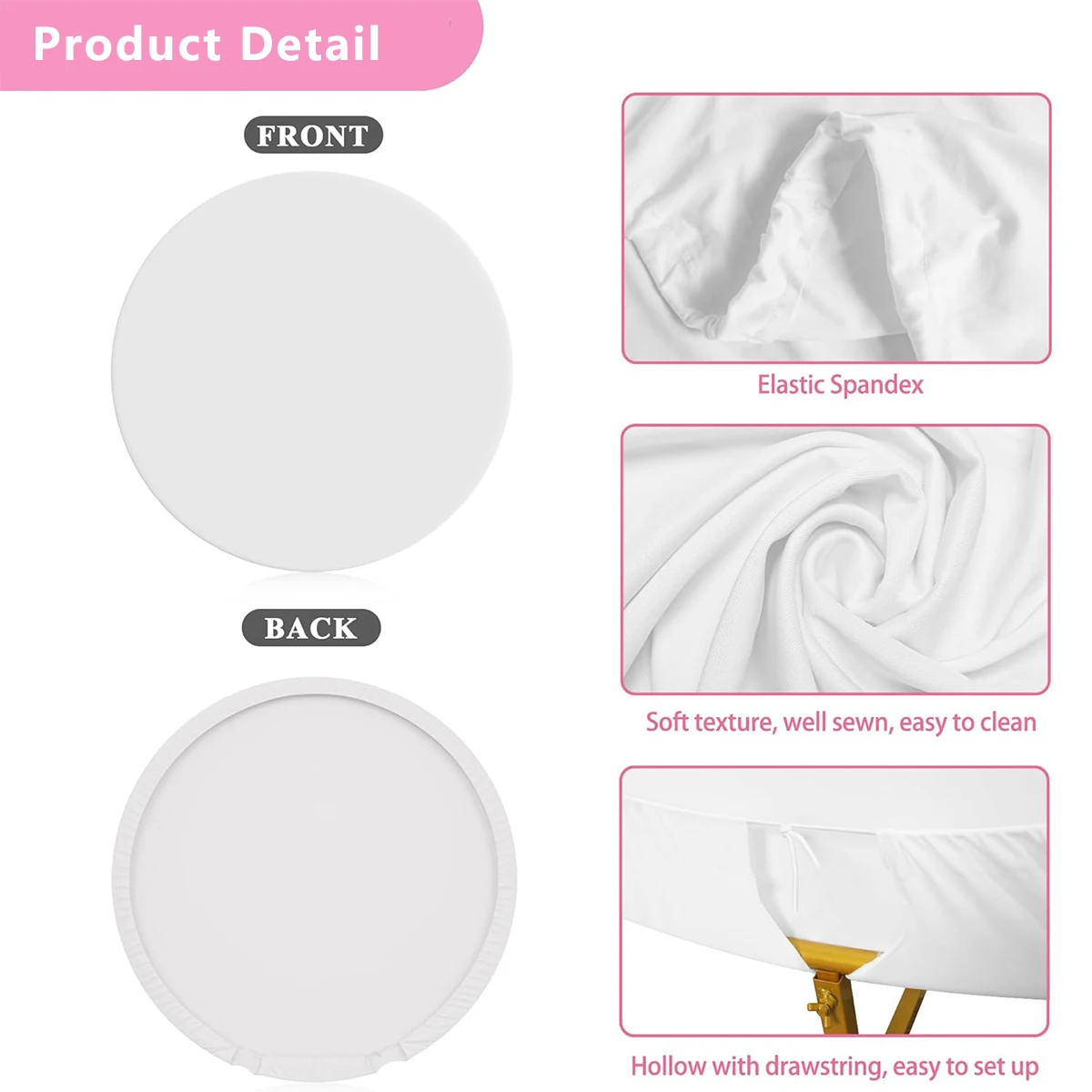 Pure Color Circle Round Backdrop Cover Wedding Baby Shower Birthday Party Decor Elastic Photo Background Without Shelf