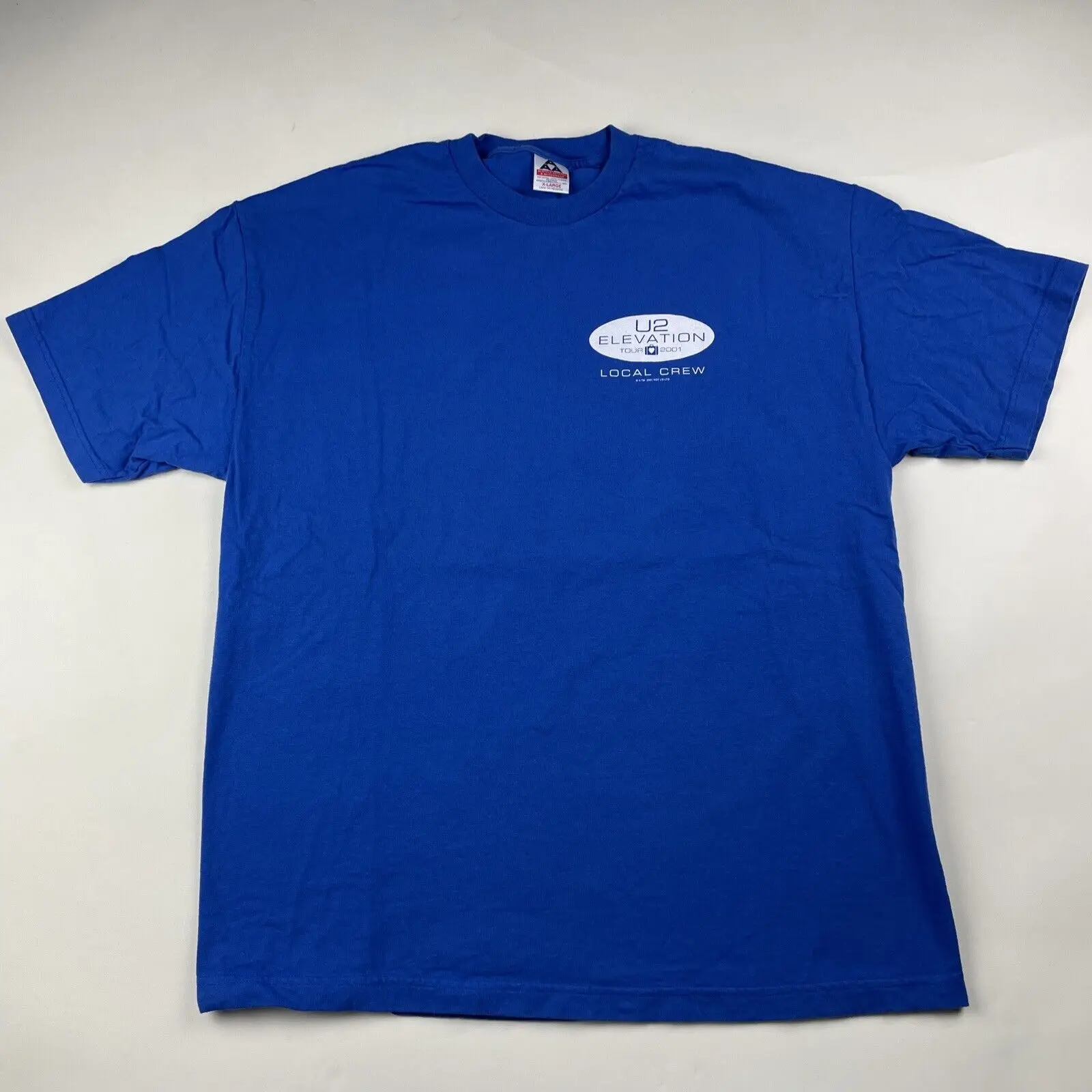 Vintage 2001 U2 Elevation Tour Locale Crew Shirt Blu Xl