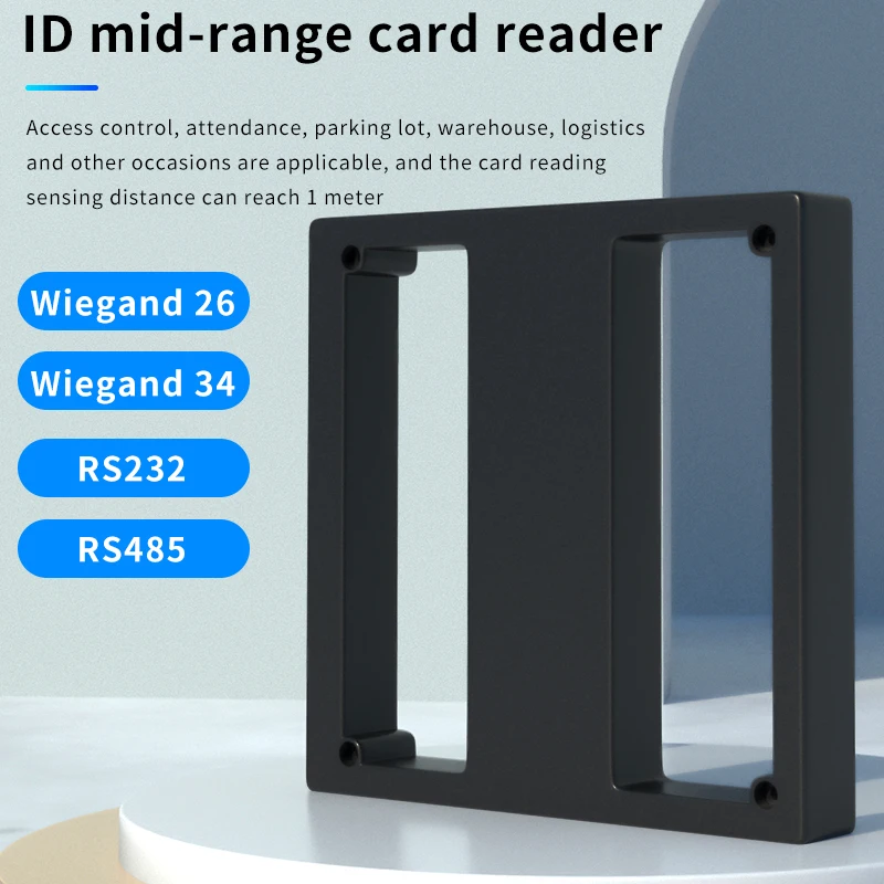 125Khz ID Medium Distance RF Card Reader, IP68 Outdoor Waterproof, RS485, RS232, Wiegand 26/34 Format, Parking Sensor Swipe