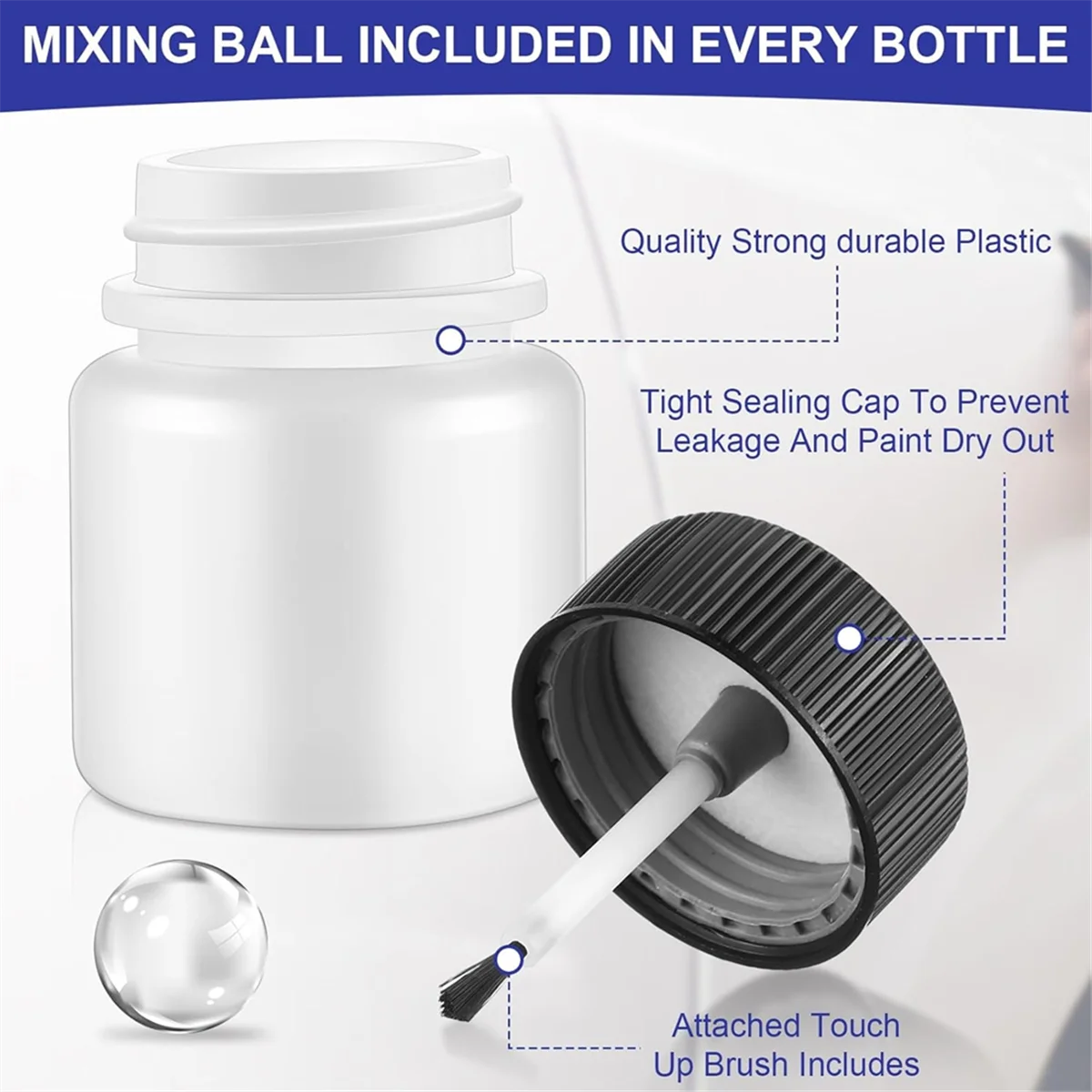 60 Pieces Touch Up Paint Bottles 30 Ml Empty Touch Up Paint Container with Brush & Mixing Ball for Chip Repair Car XY 5