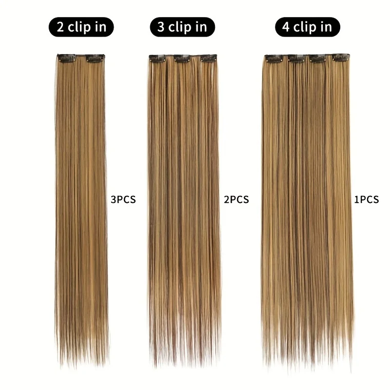 Clip In Long Straight Hair Extensions Synthetic Fiber Straight Hairpiece Women Girls Hair Clips Accessories 16pcs hair extensions