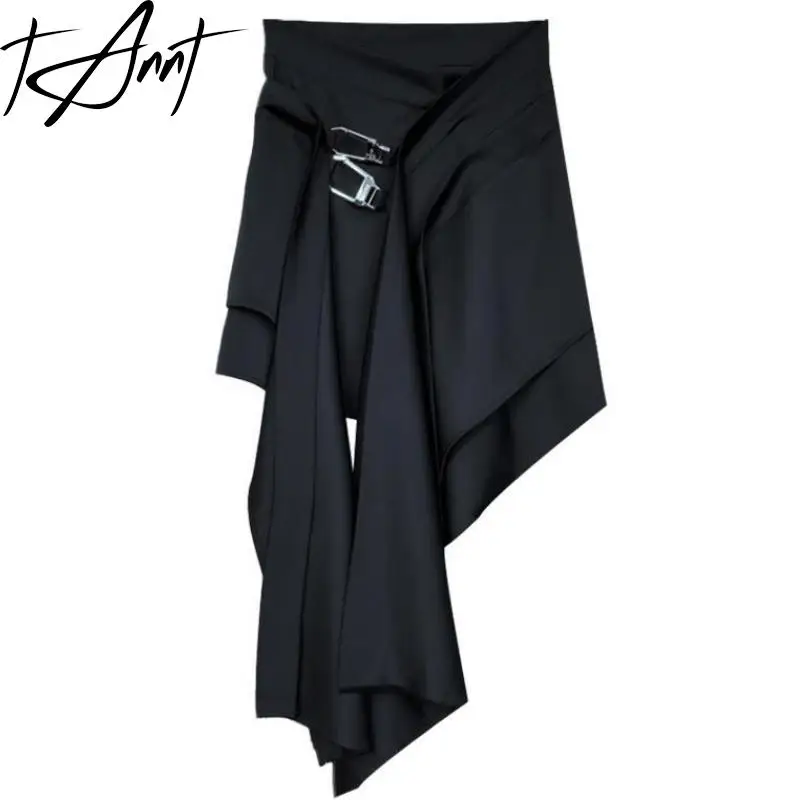 

TANNT Women Skirt Asymmetry Patchwork High Waist Skirts Irregular Black Short Summer Skirts For Women 2023 New Fashion