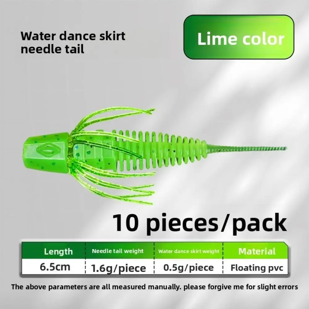 10-teiliges Set mit Gewinde, leichtem Wassertanzrock, Schürze, schwarze Grube, weiches Material, Nadelschwanz, Swimbait, wildes Design, Angelköder-Set – Detail 18