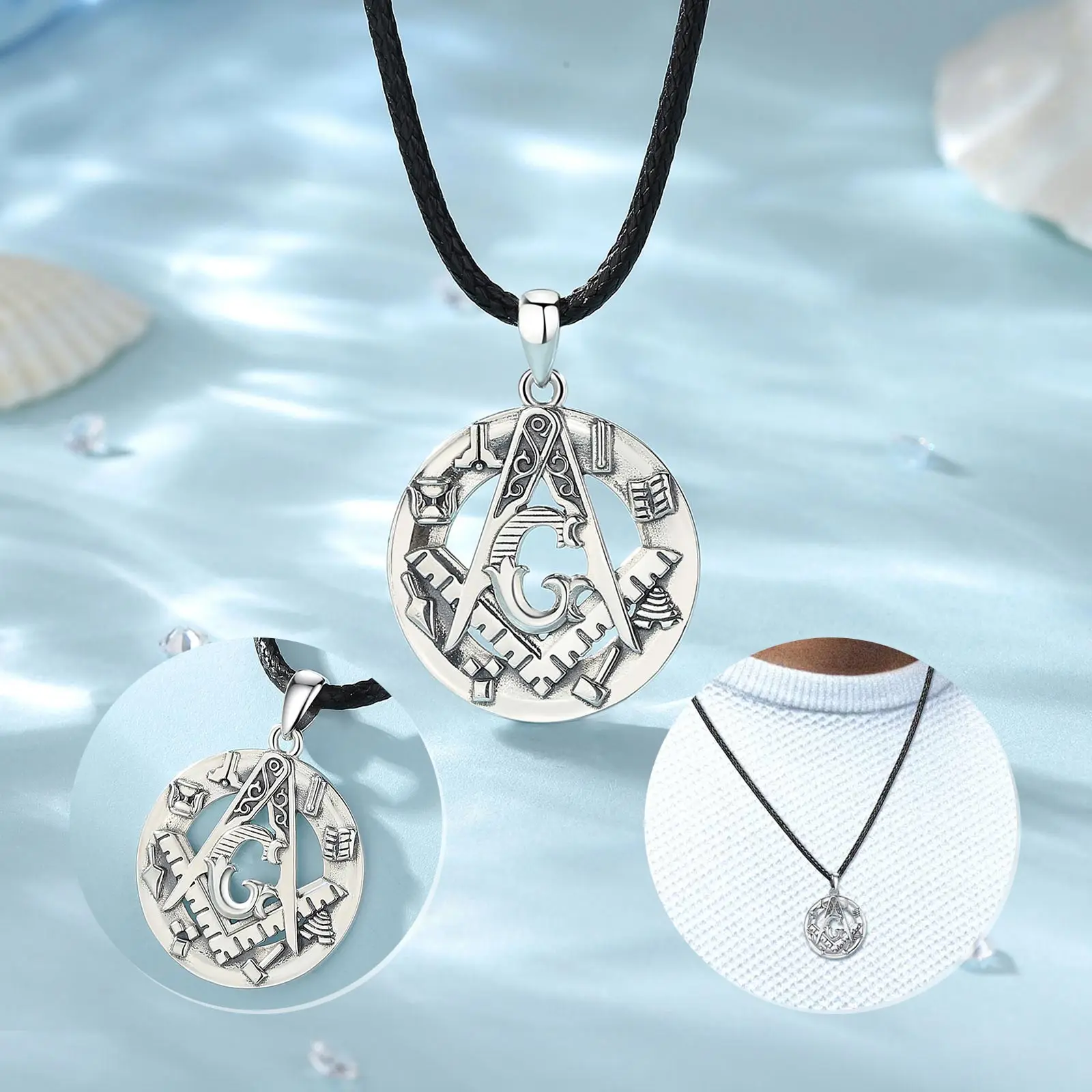 Eudora 925 Sterling Silver Freemason Masonic Pendant