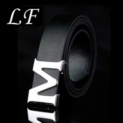 Luxury Brand M Grid Belts High Quality Men's Male Male Male Genuine Leather Real M Fixed Belt For Blue Breeze Pants