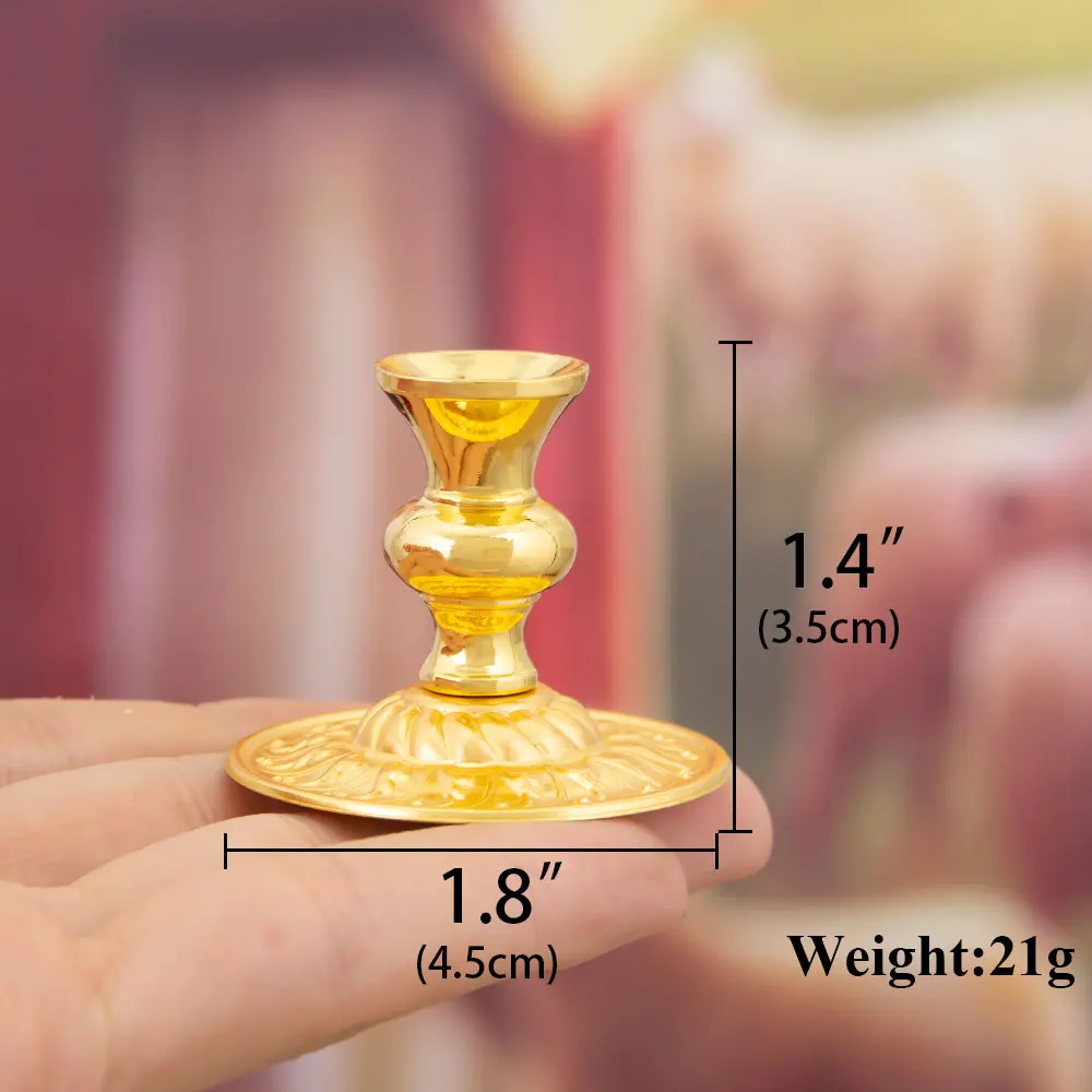 HTISOK Gold Kerzenhalter im Kirchenstil, Vintage-Antik-Altar-Dekoration für Hochzeiten, Weihnachten, Heimdekoration und religiöse Zeremonien – Detail 7