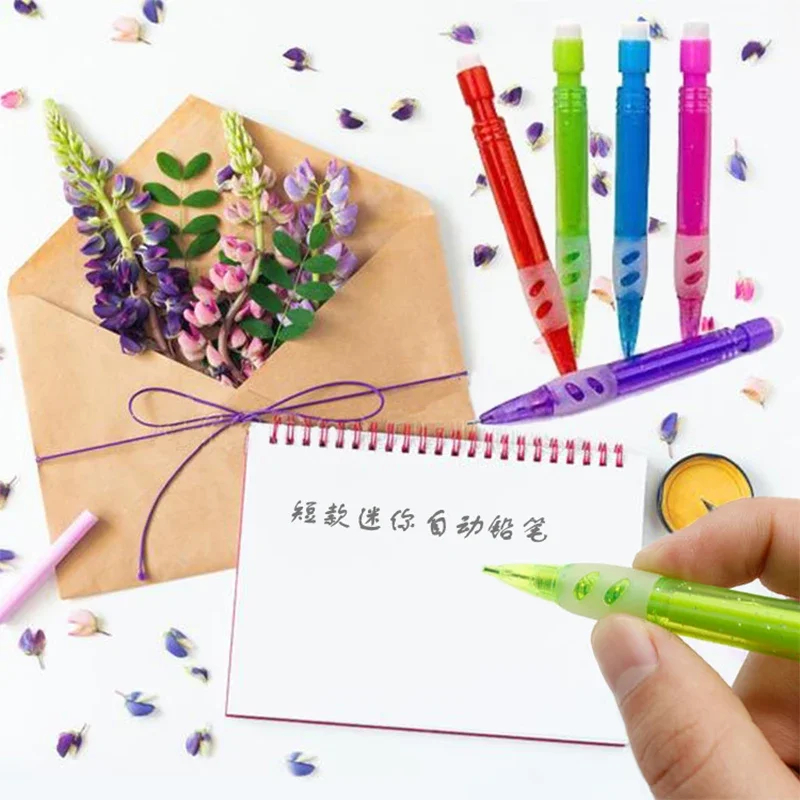 Mini Pocket Pen Short Push-out Core 0.7MM Mechanical Pen Transparent Color MBS Plastic Activity Pencil Kawaii Stationery 2
