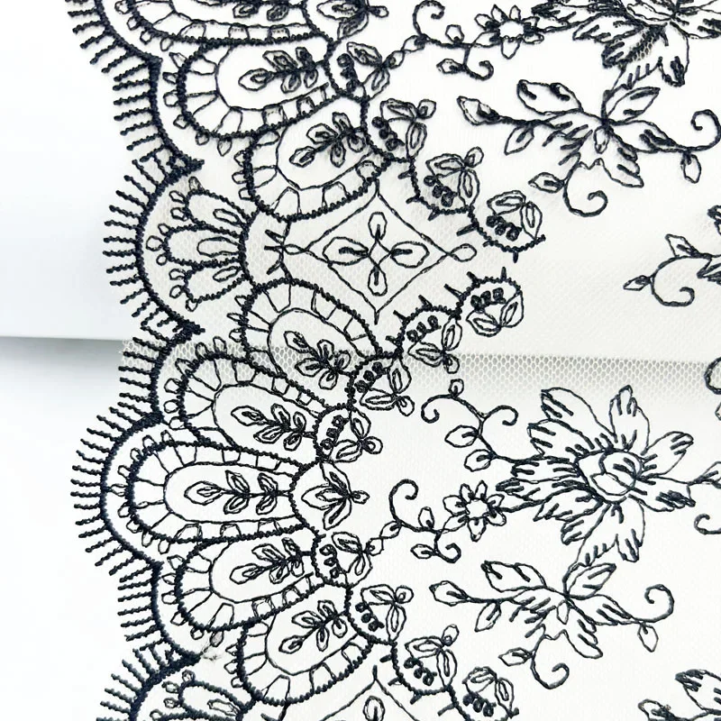 1 ياردة زهرة سوداء براون التطريز الدانتيل الصدرية رمادي DIY بها بنفسك الحرفية لوازم الخياطة تنورة تنحنح اكسسوارات الديكور