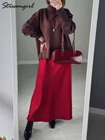 Oversized Winter Turtleneck Sweater Women Brown Pullovers Loose Basic Knit Christmas Jumper Warm Women Burgundy Sweater Oversize - Image 6