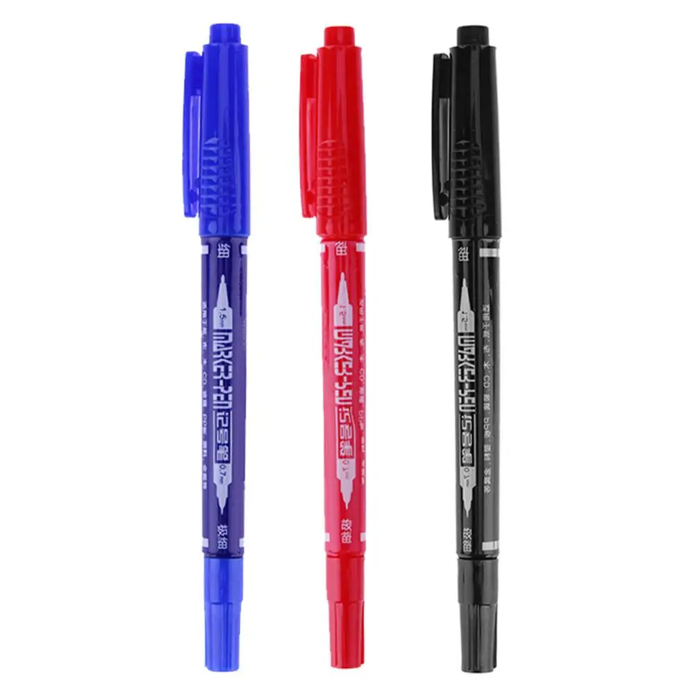 Waterproof permanent dual tip 0.7/1.5 mm Nib Black blue red Art Marker Portable Pens Permanent Tattoo Supplies