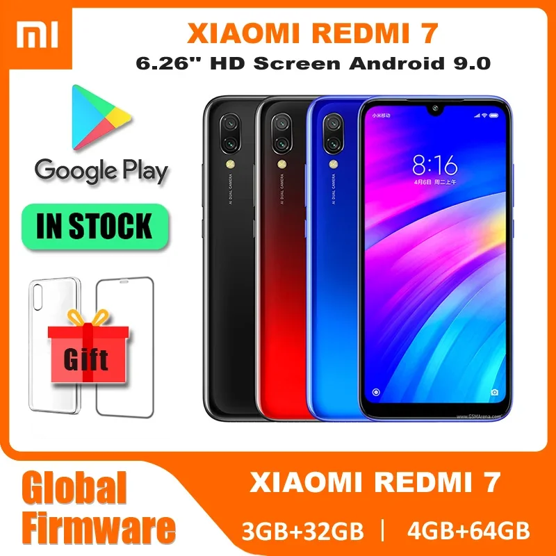 Original Xiaomi redmi 7 4GB 64GB Global Rom celular googleplay Fingerprint Octa-core 4G Smartphone 3