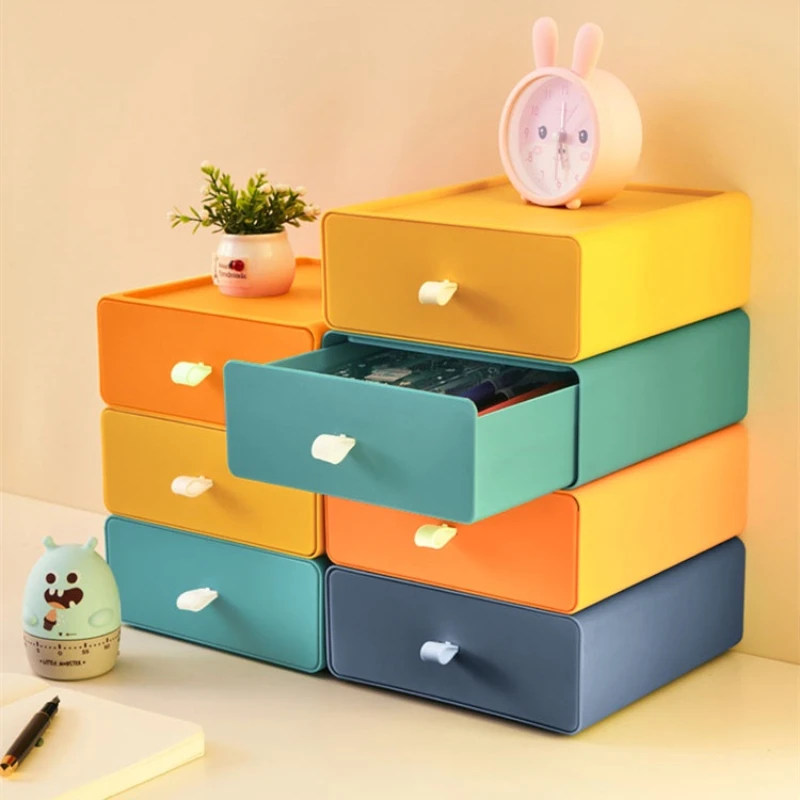 Multicolor Plastic Storage Box Organizer Drawer Desktop Stackable DIY