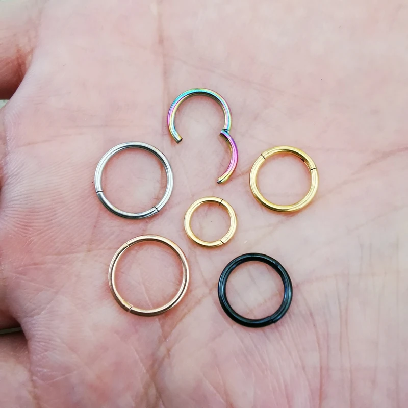 Nose Rings Piercing Jewelry 1Piece Surgical Steel Tornito Nose Clicker 16G18G Septum Piercing Clicker Ear Cartilage Pircing Earring Helix Septum Cliker Ring