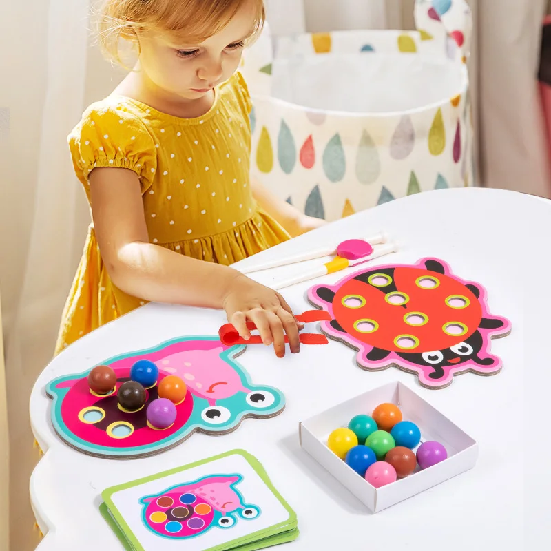 Clip Beads Color Classification Matching Toy Children Logic Concentration Fine Motor Training Game Montessori Educational Toys 5