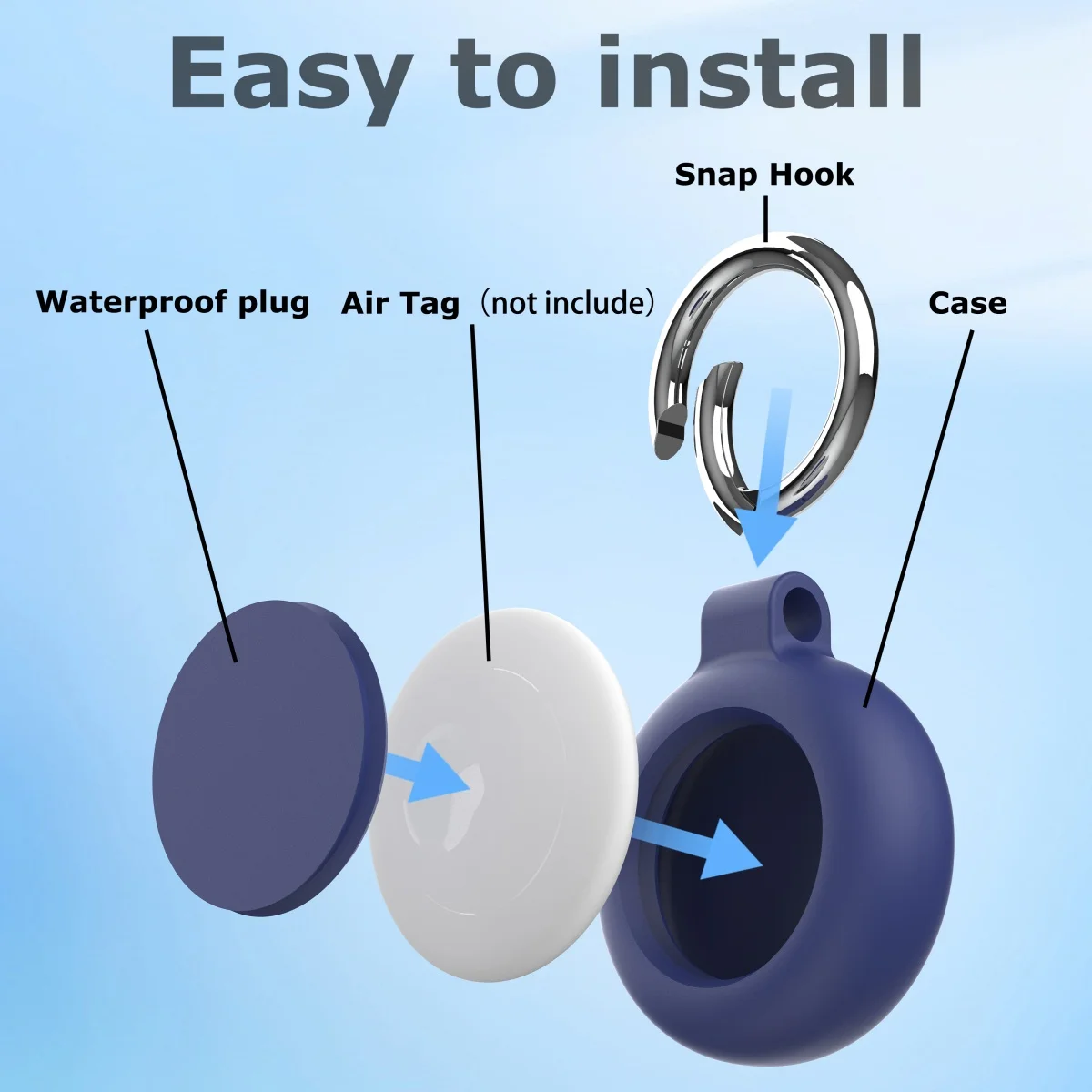 Airtags 추적 장치 커버에 대 한 물 리플 실리콘 보호 케이스 에어 태그 Coque에 대 한 휴대용 키 체인 로케이터 추적기  커버-Freehip.co.kr