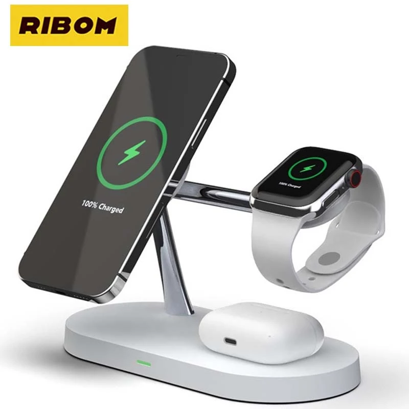 3 In 1 Magnetic 15W Qi Fast Charging Stand For Apple Watch 6 SE IWatch Airpods ProIPhone 12 Pro Max Mini Wireless Charger samsung battery pack Power Bank