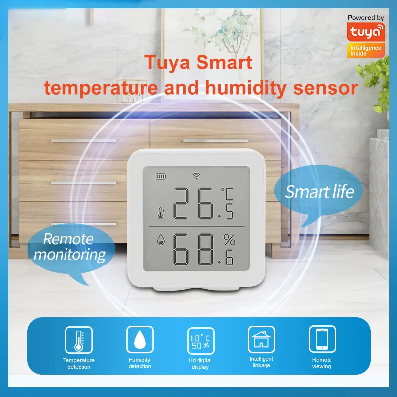 Tuya smart wifi temperature and humidity sensor indoor wireless detector linkage electronic sensor