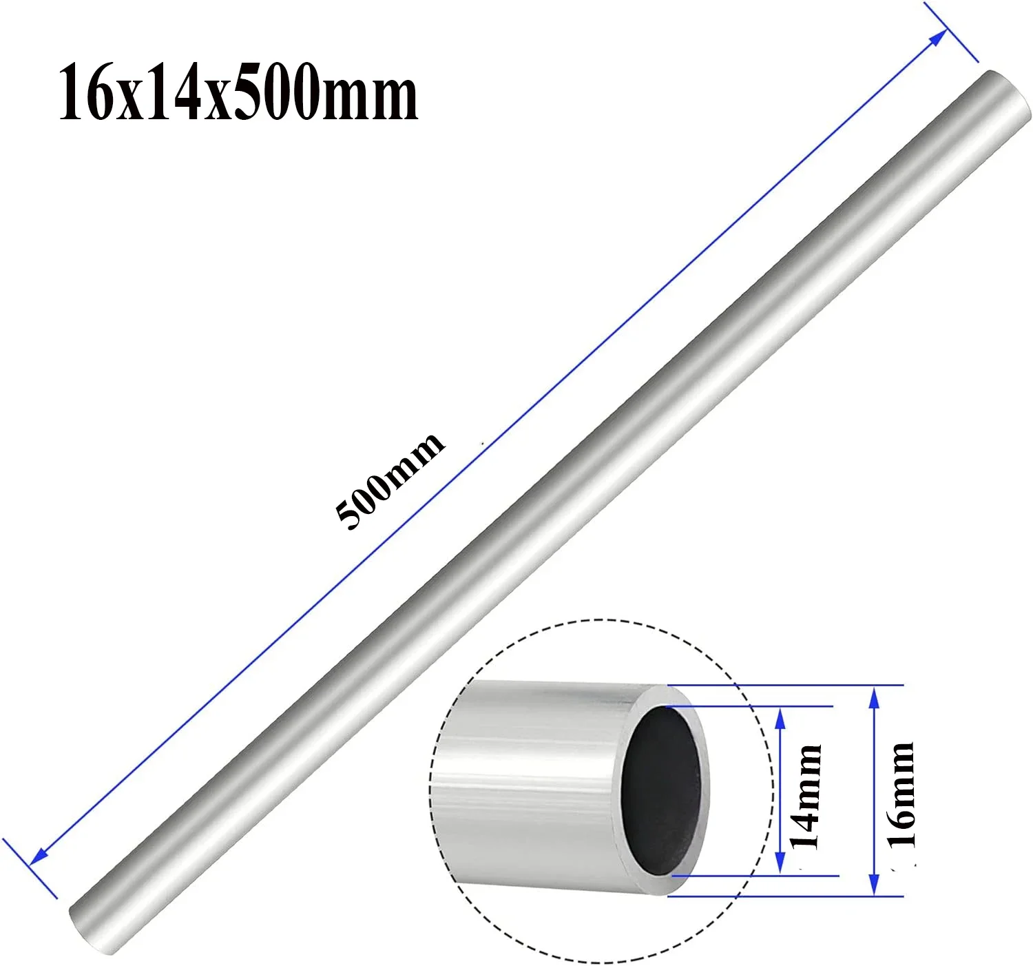DMiotech 4 stuks (12 mm OD x 5 mm ID) 6063 aluminium ronde buis 300 mm lengte industrie metalen buis voor machines frame constructie doe-het-zelf projecten
