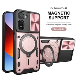 Custodia per telefono Heavy Duty Rugged Armor con supporto magnetico e copertura scorrevole per la protezione della fotocamera