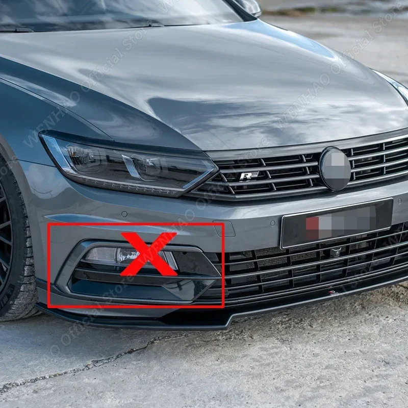 For Volkswagen VW Passat B8 Variant Fog Front Light Frames Cover Trim Racing Sticker Grille 2016 2017 2018 2019 Gloss Black ABS