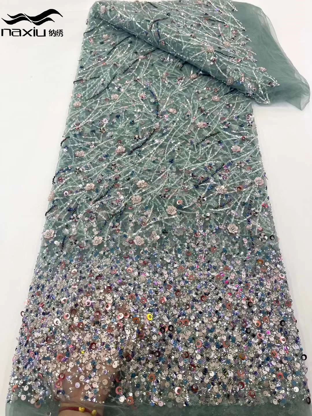 

Madison 2023 Высококачественная африканская сетчатая Кружевная Ткань 5 ярдов французская Свадебная Роскошная вышивка из бисера и блесток кружевная ткань для свадьбы