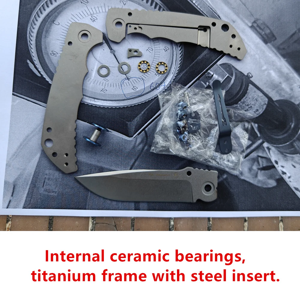 JUFULE New Spartan Blade Folder Knife Plague Doctor / Monkey Titanium D2 Mark MagnaCut Ceramic Bearings Camping Hunting EDC Tool 2