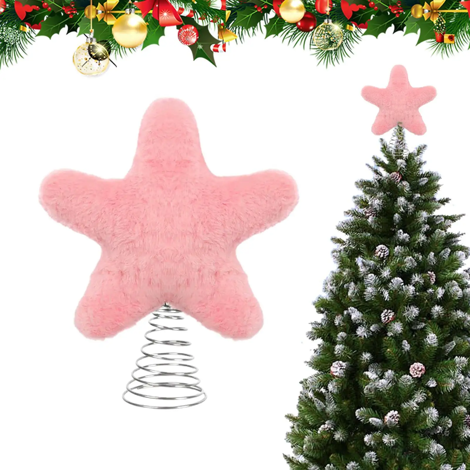 Christmas Tree Star Cute Plush Home Decor Star Topper for Xmas Tree Decoration for Mantel Shelf Desk Table Scene Layout Props