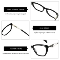 ZENOTTIC noir oeil de chat lunettes optiques cadre particulier mode jambe femmes sans Prescription acétate carré lunettes MG6592 3