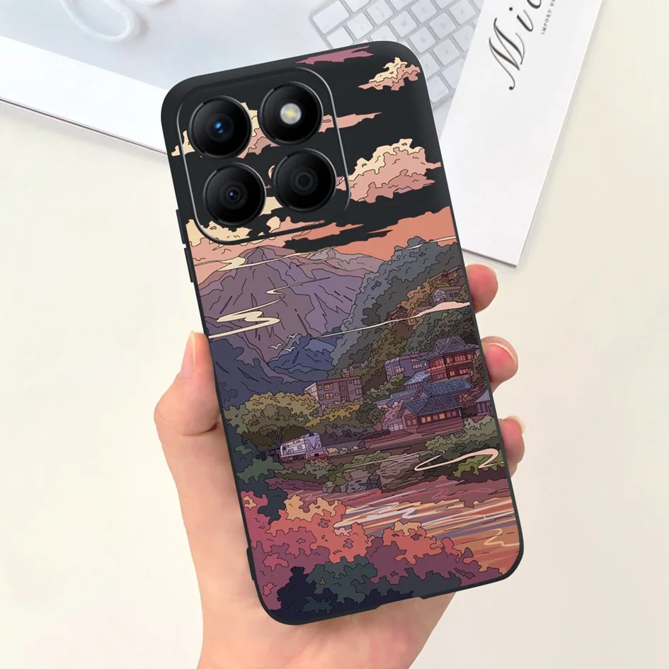 Stylish Floral Moon Soft Silicone Case - Artistic Back Cover