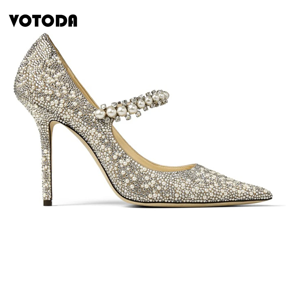 Full Pearl Woman Pumps Pointed Toe Fashion Wedding Party