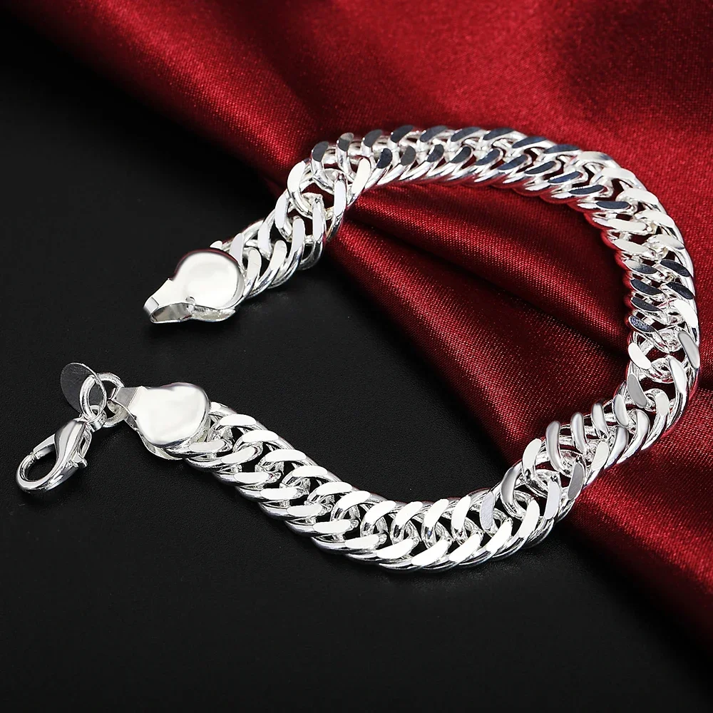 Pulsera clásica de Plata de Ley 925 para hombre y mujer, brazalete con cadena de látigo de 10MM, joyería de moda para fiesta de boda y regalos de navidad