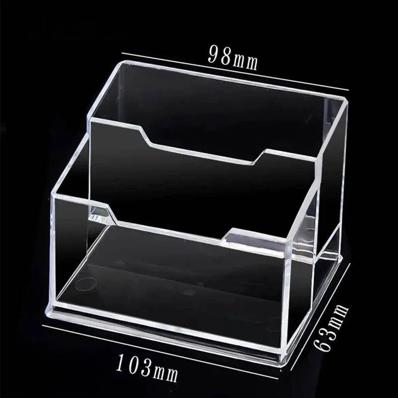 Card Holder 1Pc Transparent Plastic Acrylic Desk Organizer for Notes Business Cards Storage