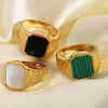 New 2023 Metal Glossy Shell Rings for Men Geometric Width Signet Square Finger Punk Style Fashion Ring Jewelry Christmas Gift 3