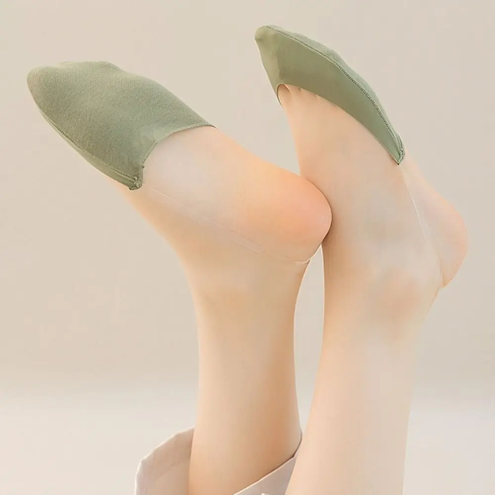 여성용 하프 팜 하이힐 양말, 뒤꿈치 없는 부드러운 면 미끄럼 방지 양말, 통기성 보트 양말, 5 켤레 패션