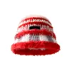 Y2k Knitted Hat For Women Fall Winter Warm Plush Striped Fisherman Hat Fluffy Cozy Elastic Stretch Knit Cap 5