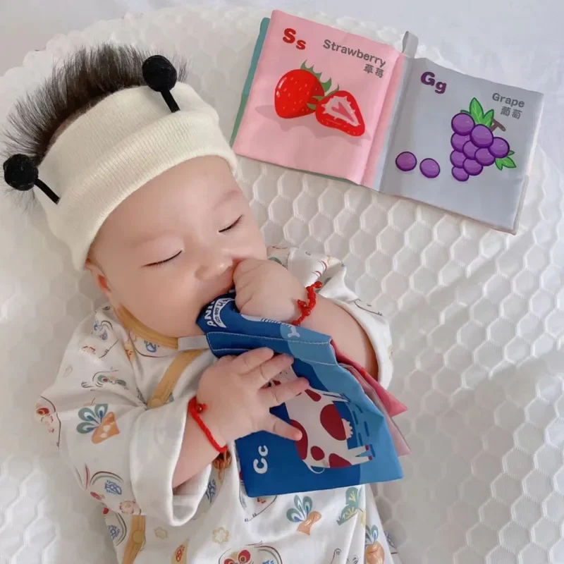 Montessori Baby Cloth Book Early Learning Educational Toy Parent-child Interactive Sound Paper Rattle Puzzle Infant Quiet Book 3