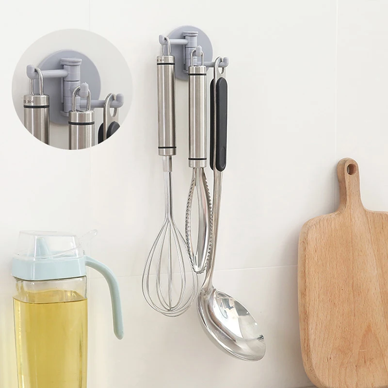 Multifunctional Bathroom Hook Rotatable Seamless Adhesive Hanger Powerful 3 Branch Wall Stick Hooks Kitchen Storage