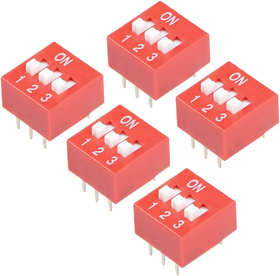 

Keszoox 5 Pcs Red DIP Switch 1 2 3 Positions 2.54mm Pitch for Circuit Breadboards PCB