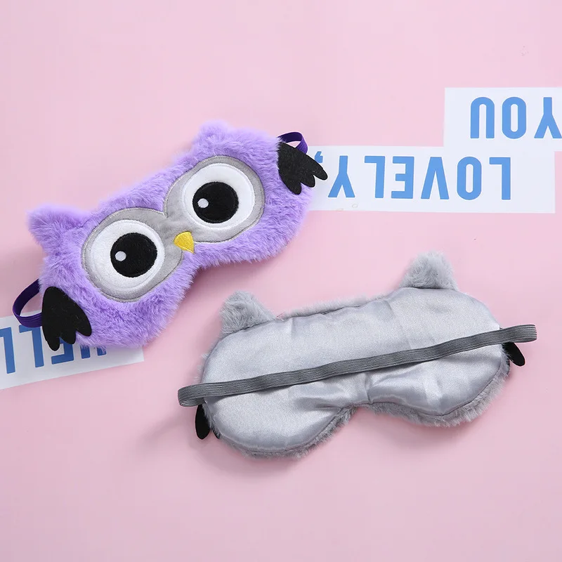 Eye Mask Hot Soft Silk Owl Toy Eye Mask Sleeping Mask Plush Eye Shade Cover 3D Cartoon